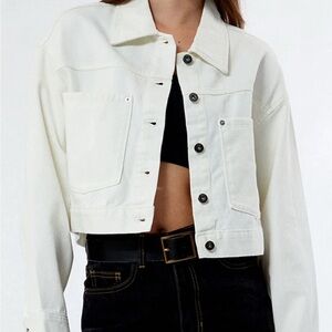 Vans Womens Raynes Crop Trucker Jacket  White Medium Pockets